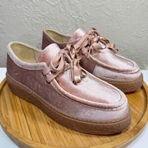 Hush Puppies Platform Sneaker 10 Bridget Velvet Coral Blush Y2K Coquette Soft